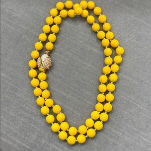 J crew Yellow vintage bead necklace w rhinestone bee.
